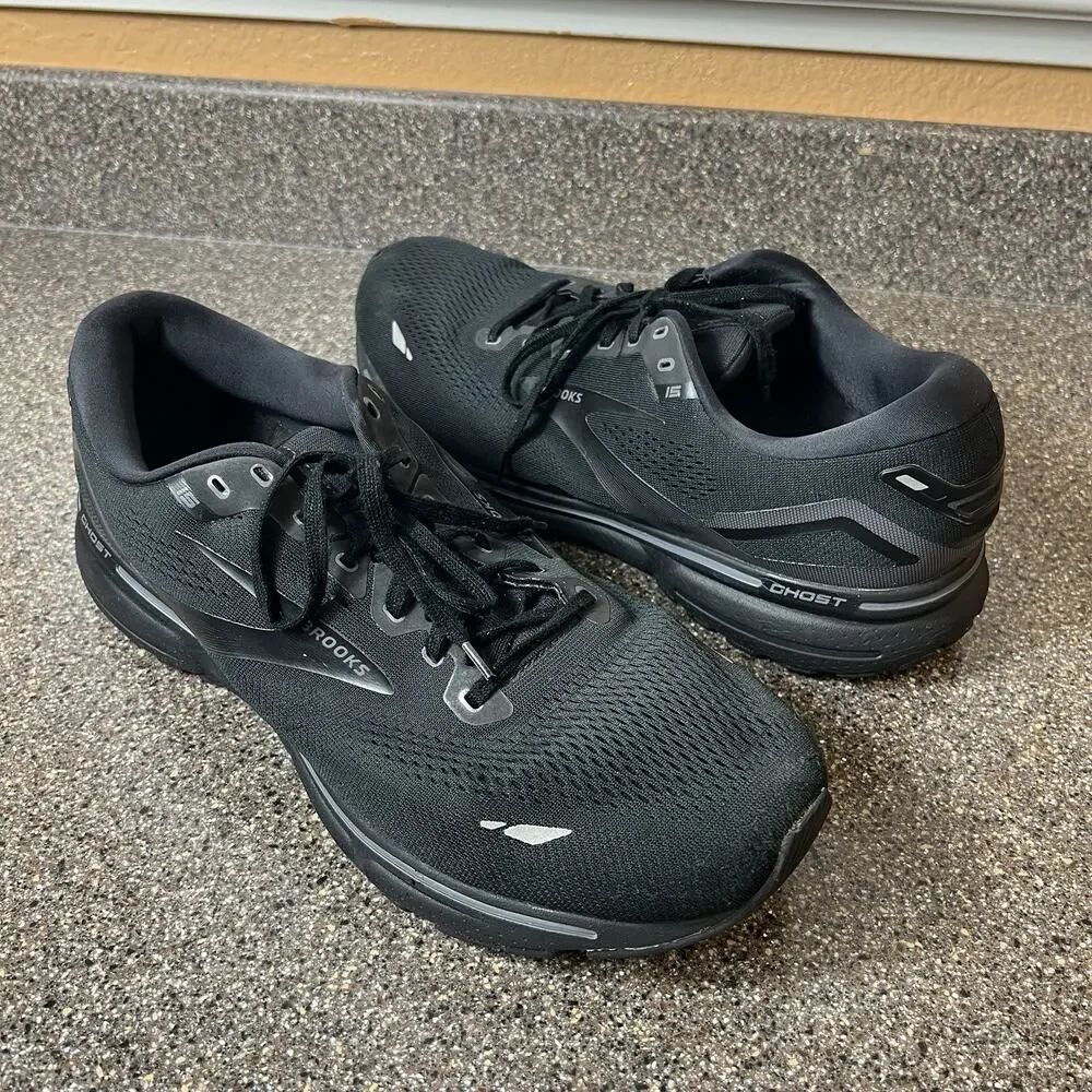 Brooks Ghost 15 Mens Sz 15 (4E) Running Trainer Shoes Black Mesh Lace Up Low Top